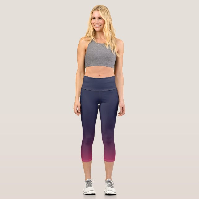 with Blue, Violet and Rosa gradient Capri Leggings (Front)