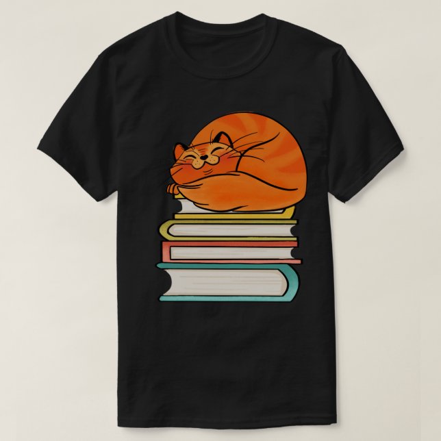 With Books And Cats Life Is Sweet T-Shirt (Design Front)
