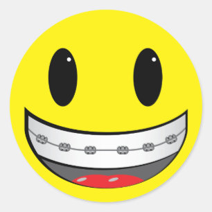 with braces classic round sticker