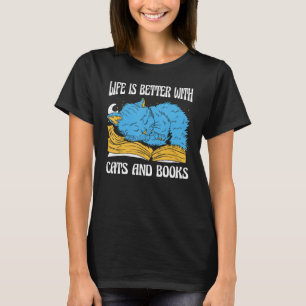 With Cats And Books  Cats Books T-Shirt