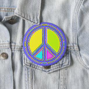 With Colours Filled PEACE Sign 1 10 Cm Round Badge