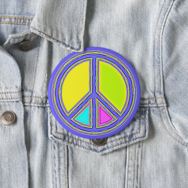With Colours Filled PEACE Sign 1 10 Cm Round Badge (In Situ)