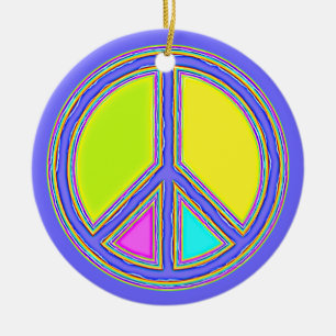 With Colours Filled PEACE Sign 1 Ceramic Tree Decoration