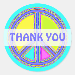 With Colours Filled PEACE Sign 1 Classic Round Sticker