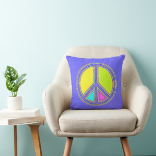 With Colours Filled PEACE Sign 1 Cushion