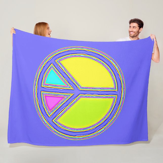 With Colours Filled PEACE Sign 1 Fleece Blanket (In Situ)