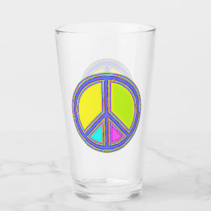 With Colours Filled PEACE Sign 1 Glass
