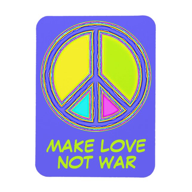 With Colours Filled PEACE Sign 1 Magnet (Vertical)
