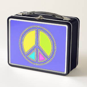 With Colours Filled PEACE Sign 1 Metal Lunch Box