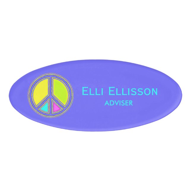 With Colours Filled PEACE Sign 1 Name Tag (Front)