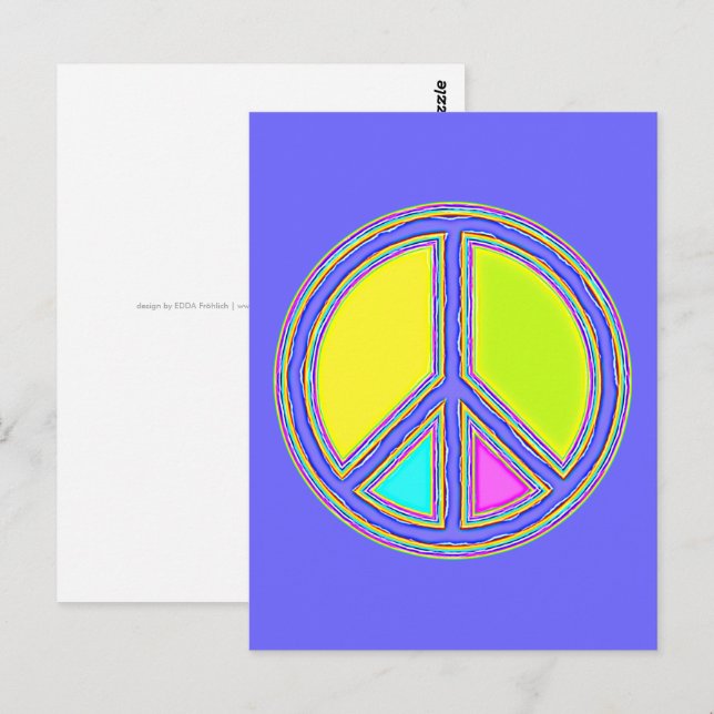 With Colours Filled PEACE Sign 1 Postcard (Front/Back)