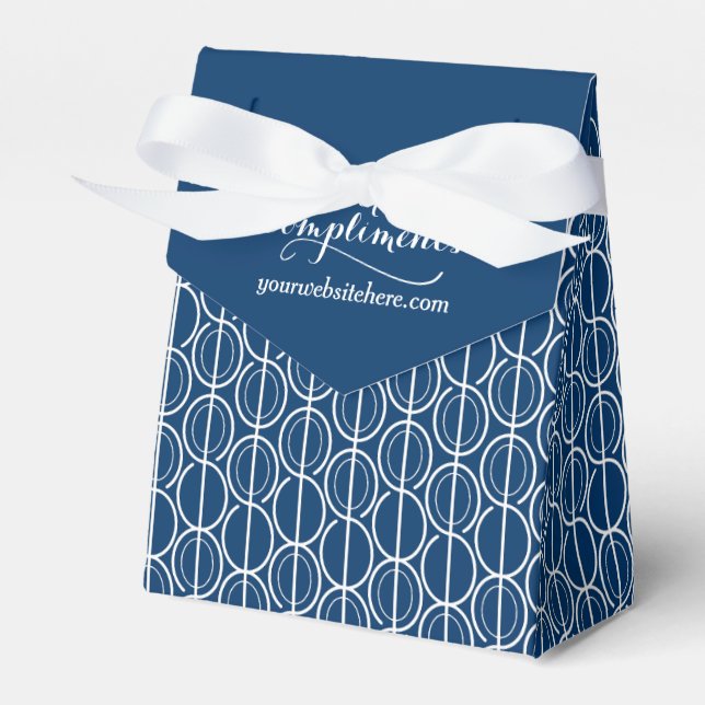 With compliments company navy blue sample gift box (Front Side)