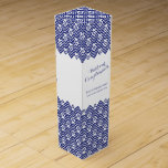 With Compliments promotional corporate wine box<br><div class="desc">Thank customers or clients with this simple graphic blue and white with corporate complimentary promotional box. Graphic chevron and dot patterned bold graphic style box ideal for wine lovers to fill with your choice of wine. Reads with compliments then you can add your company name and website or other details....</div>