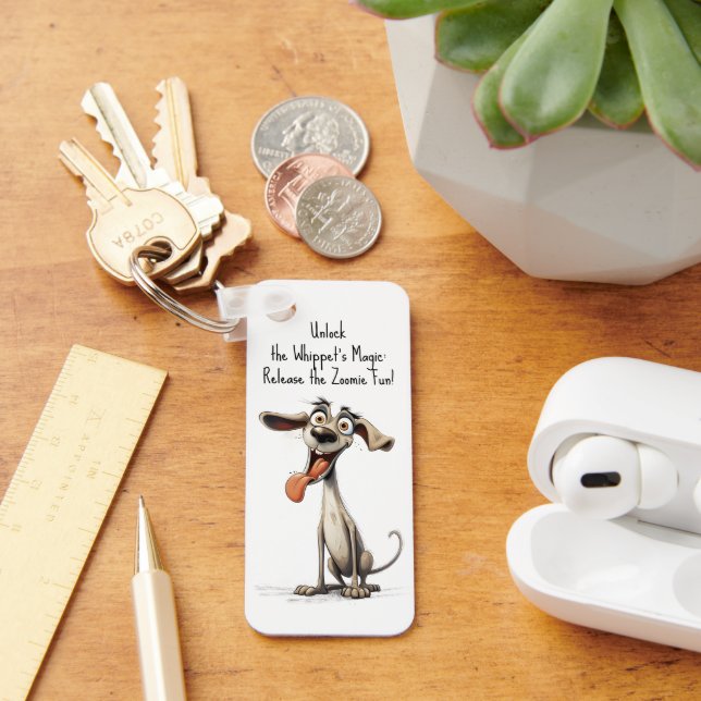 With custom text, 🐶crazy 🤪 whippet key ring (Desk)