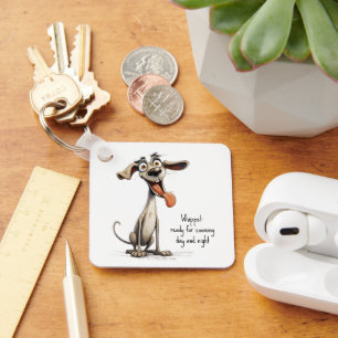 With custom text, 🐶crazy 🤪 whippet key ring