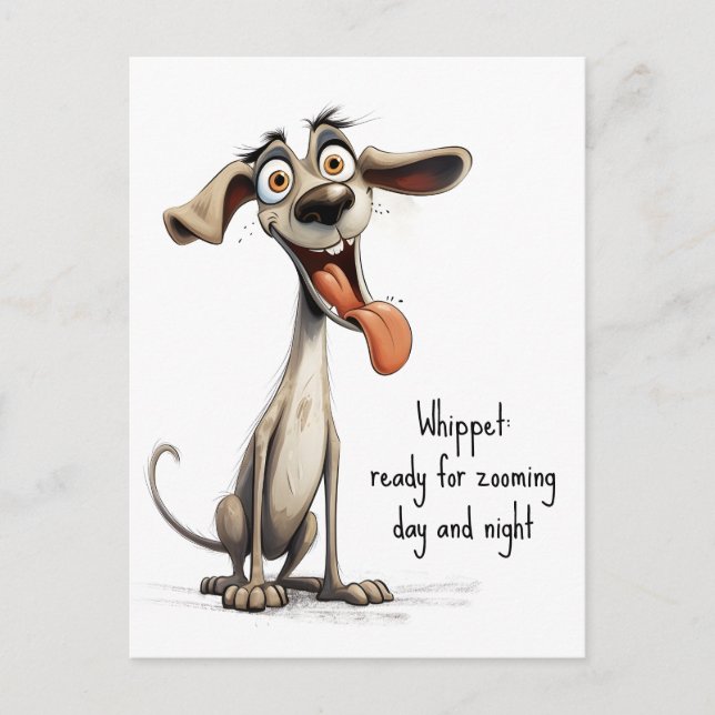 With custom text, 🐶crazy 🤪 whippet postcard (Front)