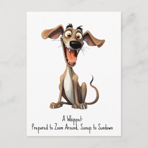 With custom text, 🐶crazy 🤪 whippet postcard