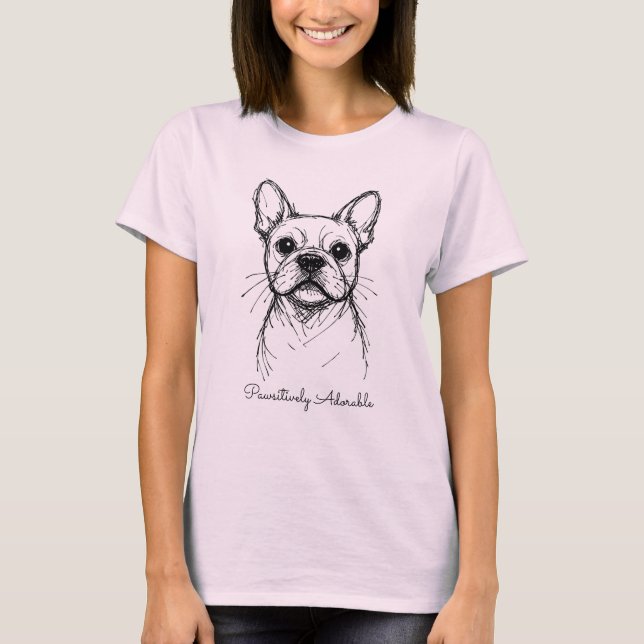 🐶With custom text,  Frenchie Line Muse  T-Shirt (Front)