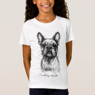 🐶With custom text, Frenchie Scribble Charm T-Shirt