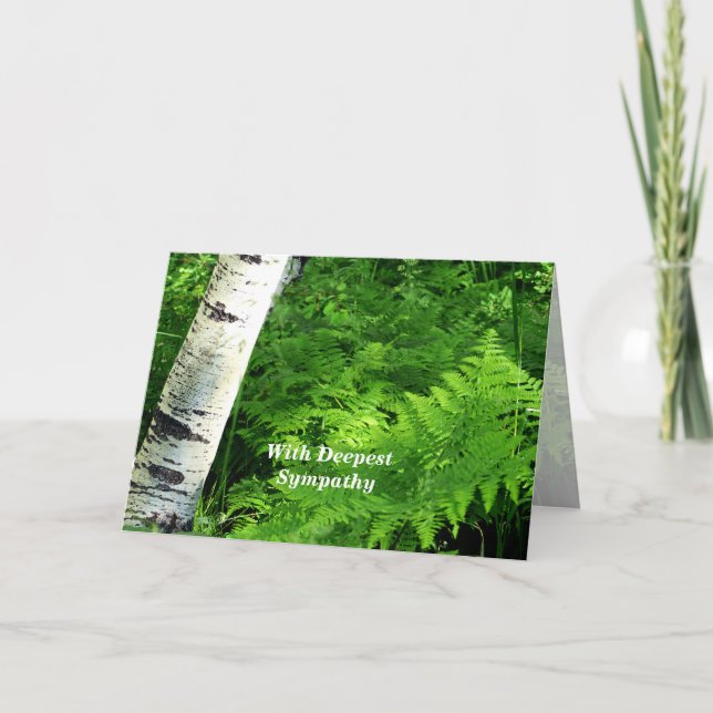 With Deepest Sympathy, Aspen with Ferns Greeting Card (Front)