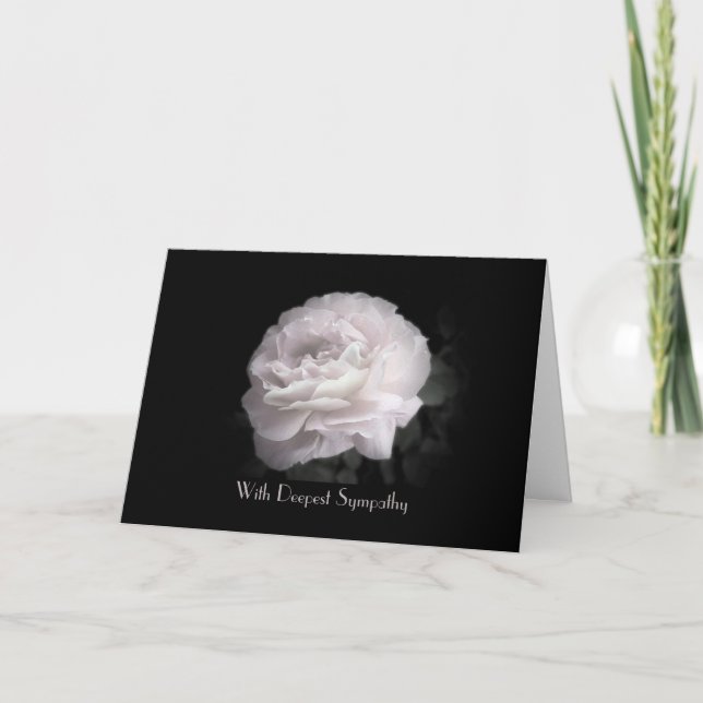 With Deepest Sympathy, Elegant Pale Pink Rose Card (Front)
