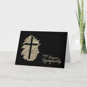 With Deepest Sympathy Golden Cross Condolence Card