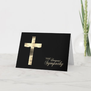 With Deepest Sympathy Golden Cross Condolence Card