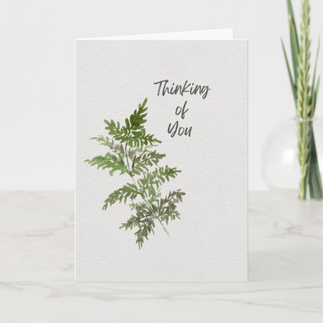 With Deepest Sympathy – Green Fern Watercolor Card (Front)