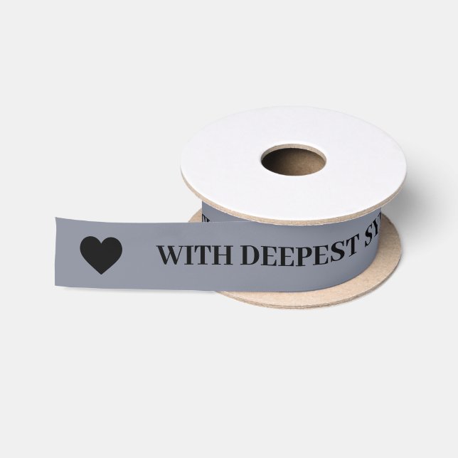 With Deepest Sympathy Pewter Metallic Ribbon Satin Ribbon (Spool)