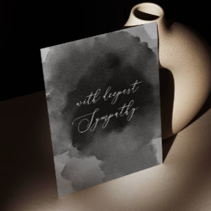With deepest sympathy. Watercolor black script