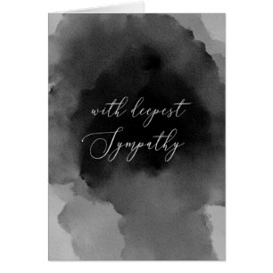 With deepest sympathy. Watercolor black script
