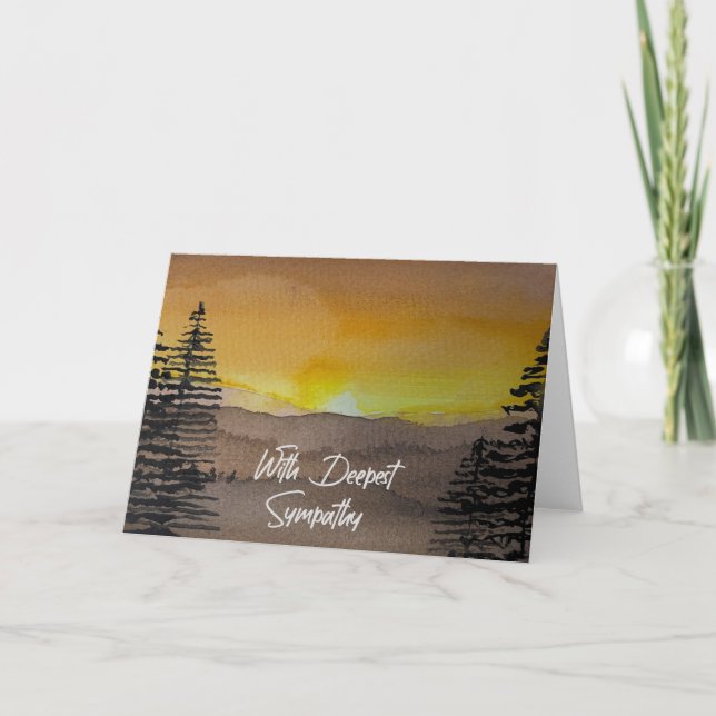 With Deepest Sympathy Watercolor Sunset Card (Front)
