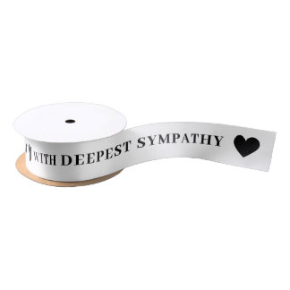 With Deepest Sympathy White Ribbon Satin Ribbon