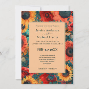 With Details Sunflower &Poppy Reverie Invitation