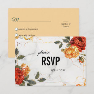 With dietary choice Marble Dreams: Orange Rose RSVP Card