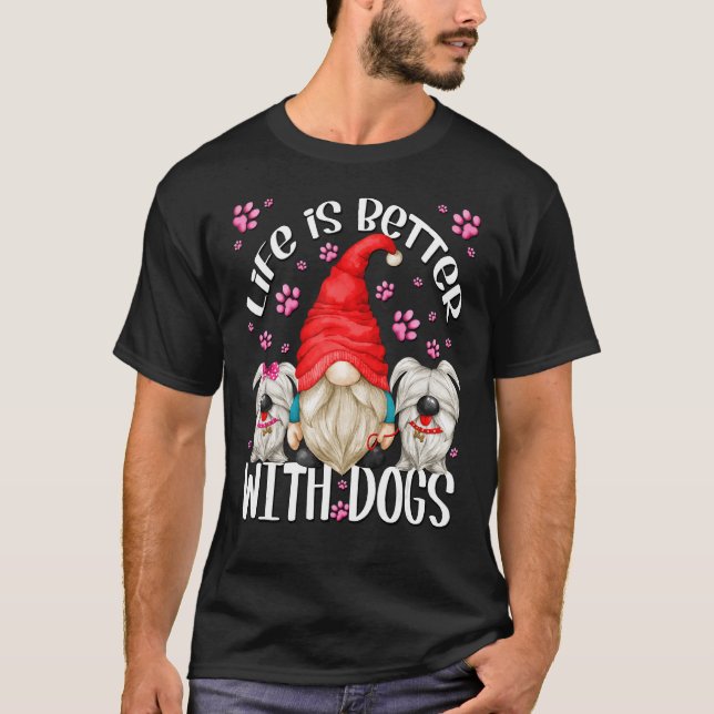 With Dogs  Gnome Grandpa For Dog Dad T-Shirt (Front)