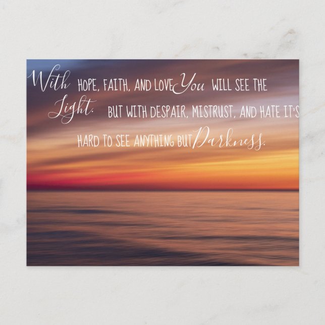 With Faith Hope and Love Inspirational Postcard (Front)
