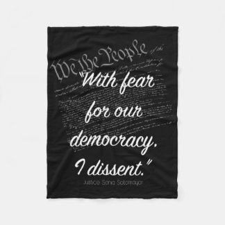 With Fear For Our Democracy I Dissent Sticker Fleece Blanket