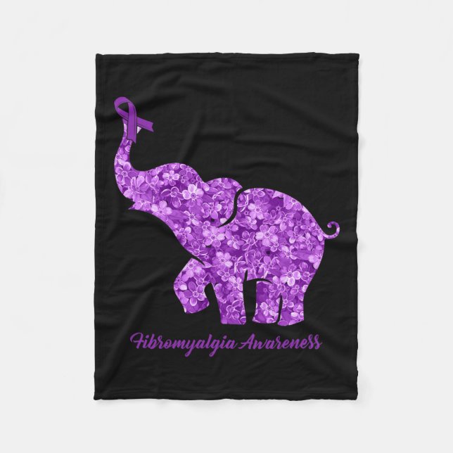 With Flower Fibromyalgia Awareness Ribbon  Fleece Blanket (Front)