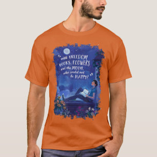 With Freedom Books Flowers & The Moon Book Lover B T-Shirt