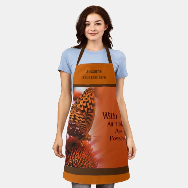 With God All Possible Inspirational Personalised Apron (Worn)