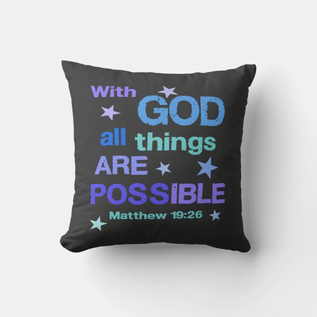 With God all things are Possible Bible Verse Cushion (Front)