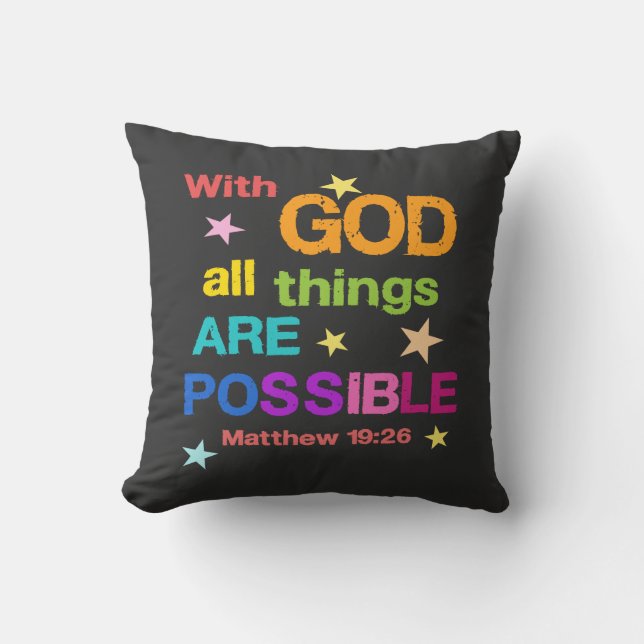 With God all things are Possible Bible Verse Cushion (Front)