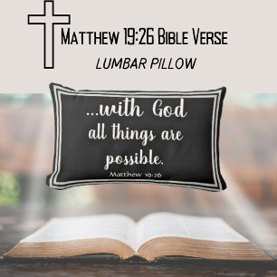 With God All Things Are Possible Black and White Lumbar Cushion