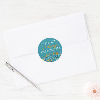 With God All Things are Possible Butterfly Grad  Classic Round Sticker