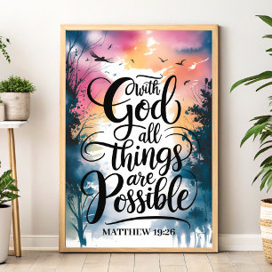 With God All Things Are Possible Christian Art Poster