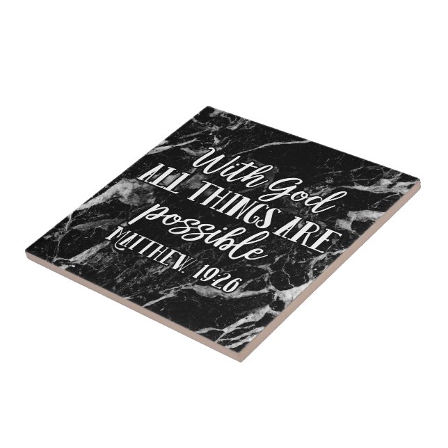 With God all things are Possible Christian Bible Tile (Side)
