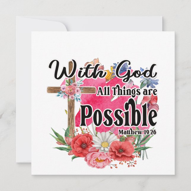 With God All Things Are Possible Christian Card (Front)