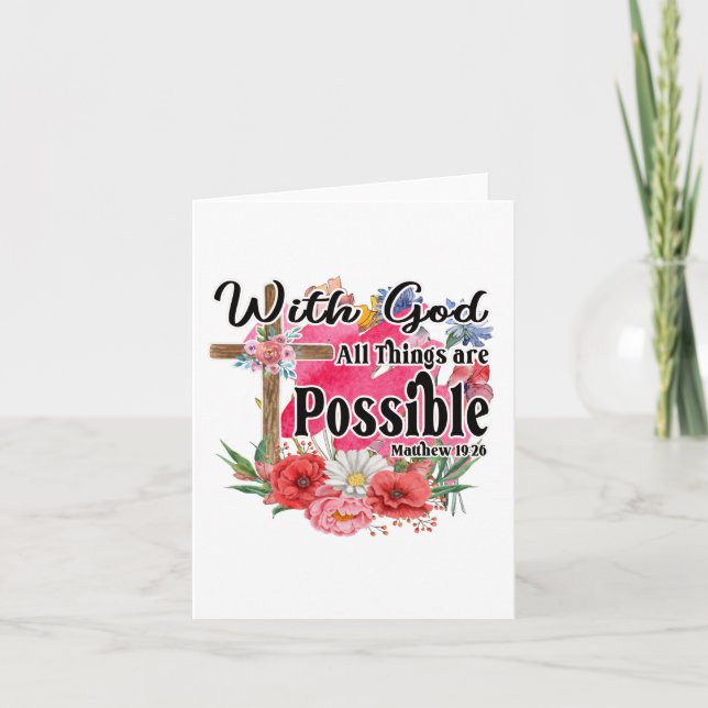 With God All Things Are Possible Christian  Note Card (Front)