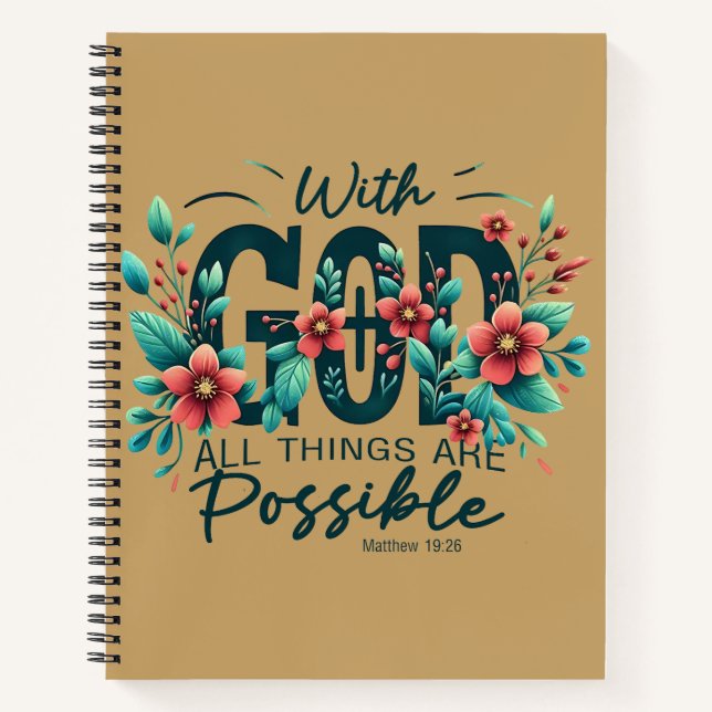 With God All Things Are Possible | Christian Notebook (Front)